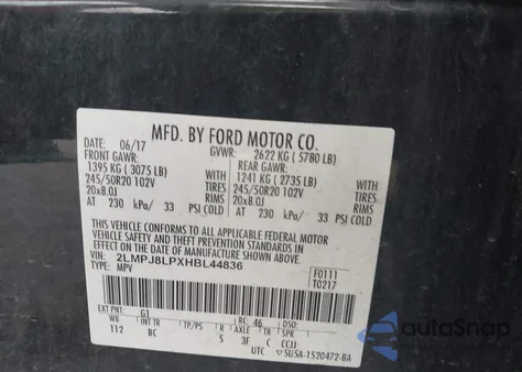 2017 Lincoln Mkx Reserve from USA, damaged, VIN 2LMPJ8LPXHBL44836